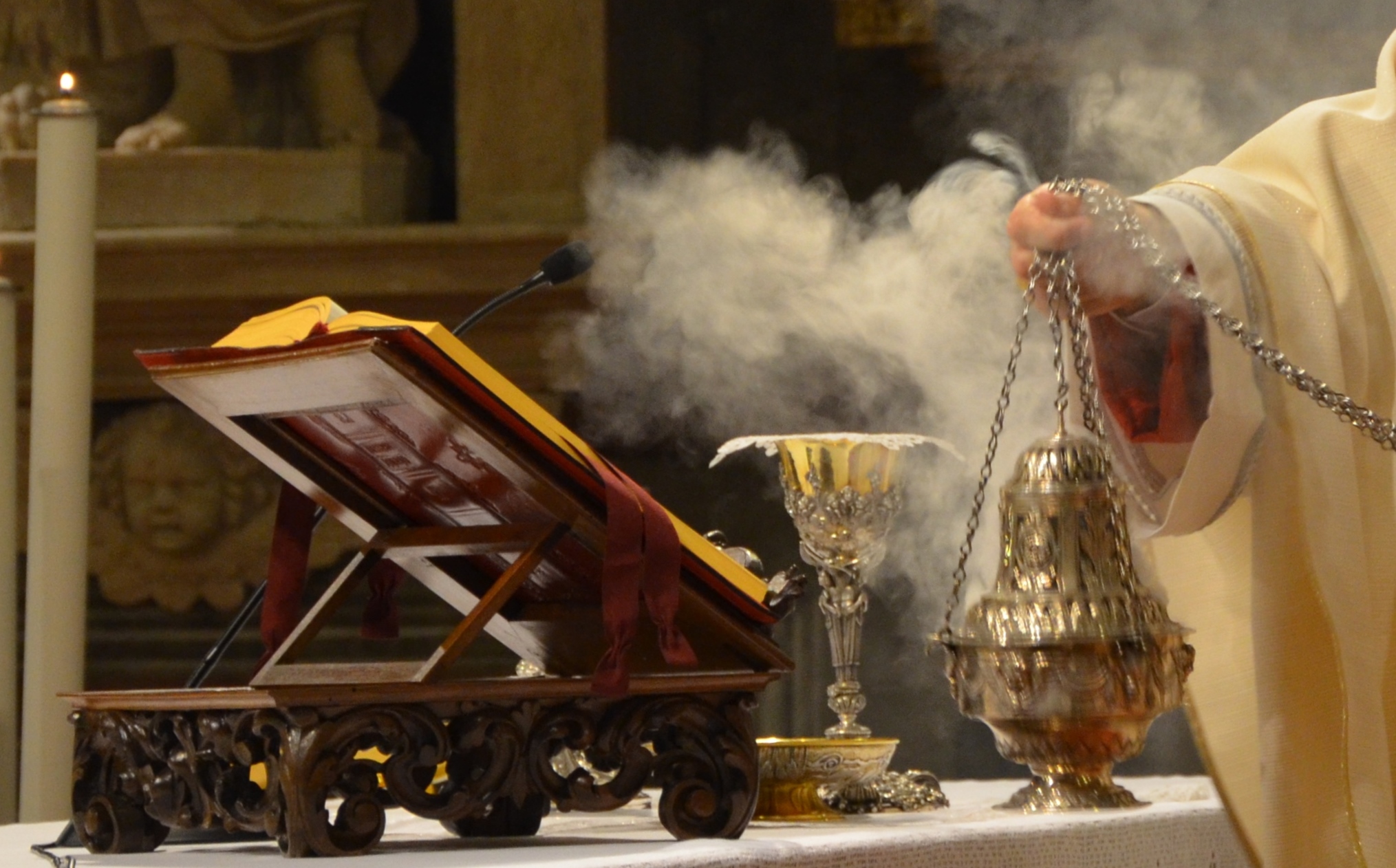 Another angel with a golden censer came and stood at the altar; he was