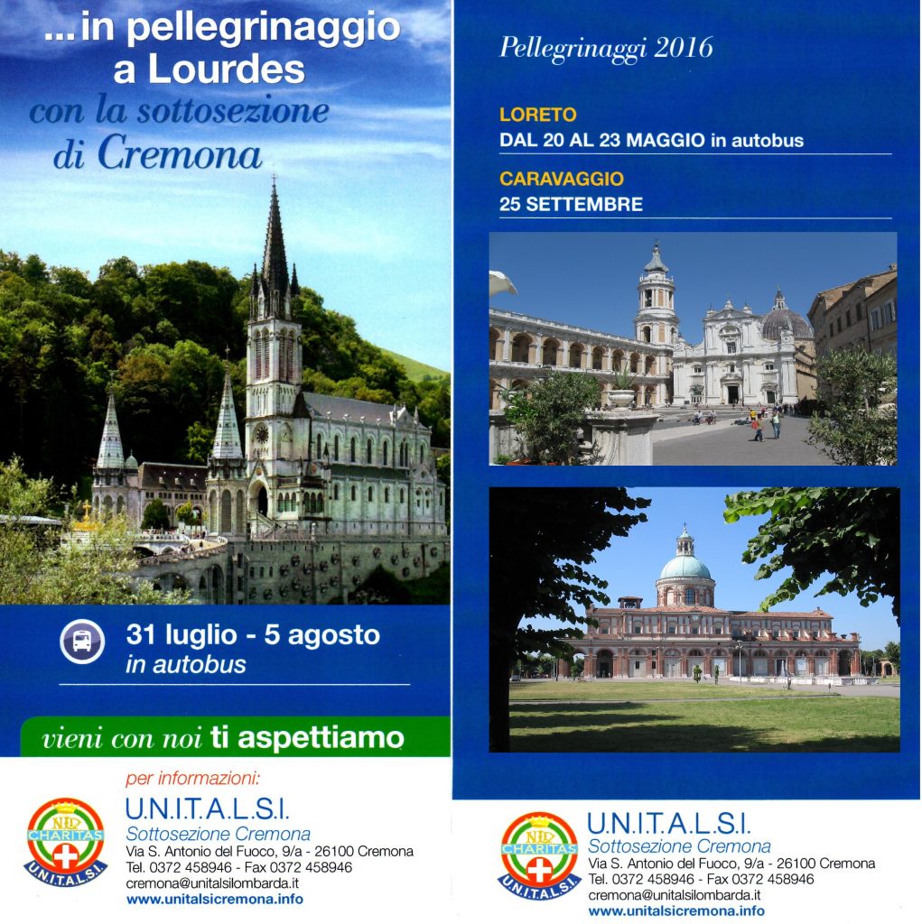 Pellegrinaggi Unitalsi Cremona 2016